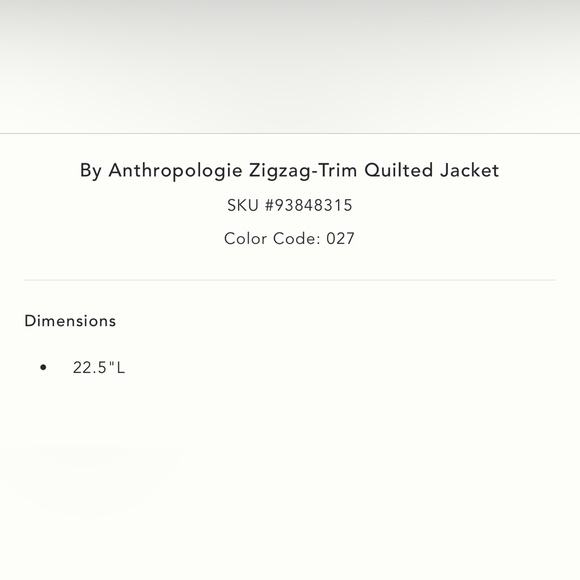 ANTHROPOLOGIE Zigzag Trim Quilted Jacket BNWT Size XS/S - Picture 6 of 7